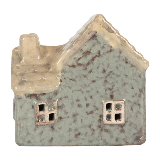 Clayre &amp; Eef | Decoratie Huisje met LED Groen Beige 8x6x8 cm | 6CE2272