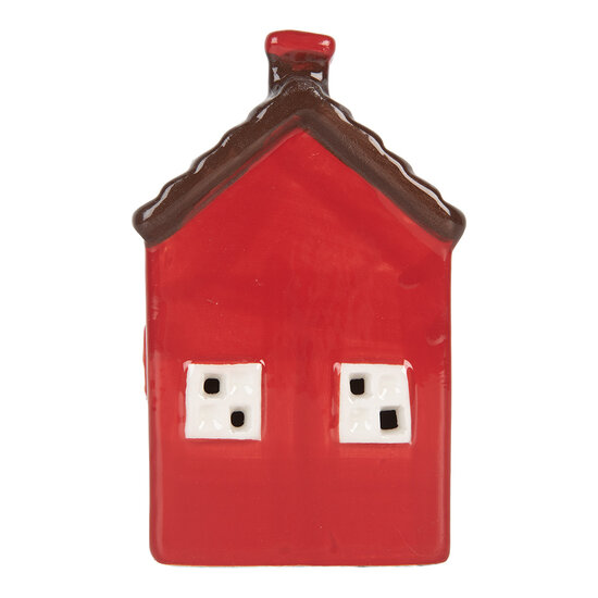 Clayre &amp; Eef | Decoratie Huisje met LED Rood Bruin 6x6x10 cm | 6CE2273