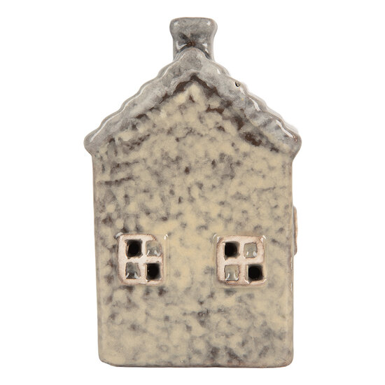 Clayre &amp; Eef | Decoratie Huisje met LED Grijs Groen 6x6x11 cm | 6CE2274