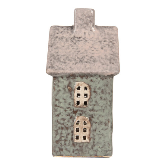 Clayre &amp; Eef | Theelichthouder Kerst Huisje Groen Roze 8x7x14 cm | 6CE2292