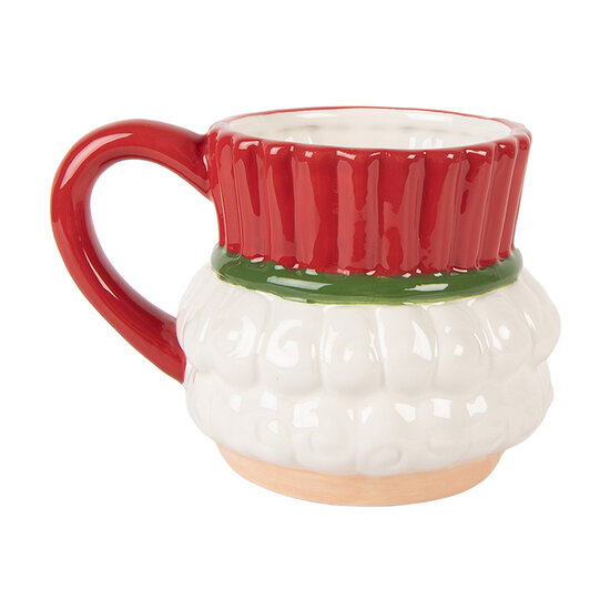 Clayre &amp; Eef | Mok Rood Wit 14x11x10 cm / 350 ml | 6CEMU0221