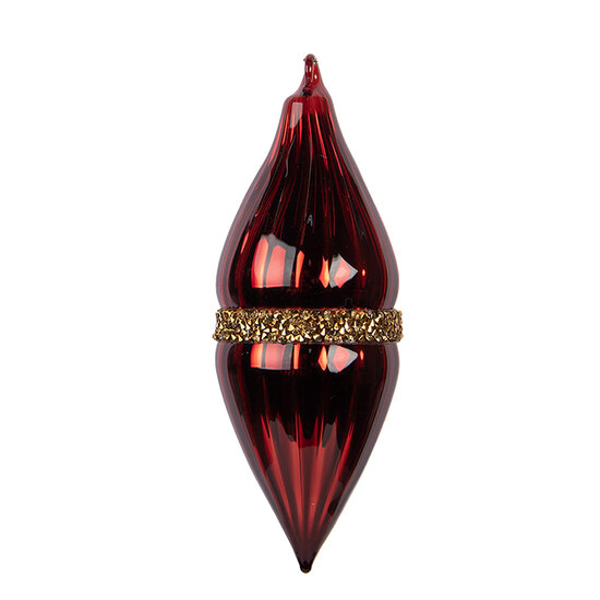 Clayre &amp; Eef | Kerstbal Rood Goudkleurig &oslash; 6x17 cm | 6GL5095