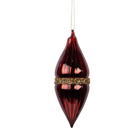 Clayre &amp; Eef | Kerstbal Rood Goudkleurig &oslash; 6x17 cm | 6GL5095