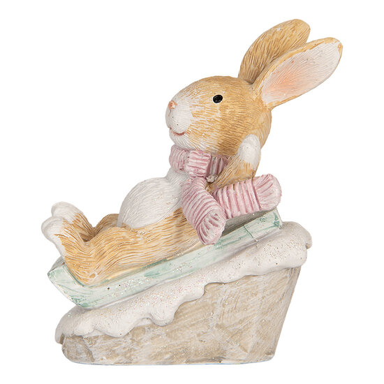 Clayre &amp; Eef | Decoratie Konijn Bruin Wit 8x6x9 cm | 6PR5885