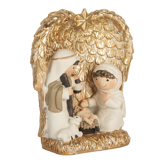 Clayre &amp; Eef | Kerstdecoratie Kerstgroep Goudkleurig Wit 12x6x13 cm | 6PR5898