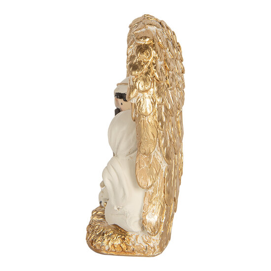 Clayre &amp; Eef | Kerstdecoratie Kerstgroep Goudkleurig Wit 12x6x13 cm | 6PR5898