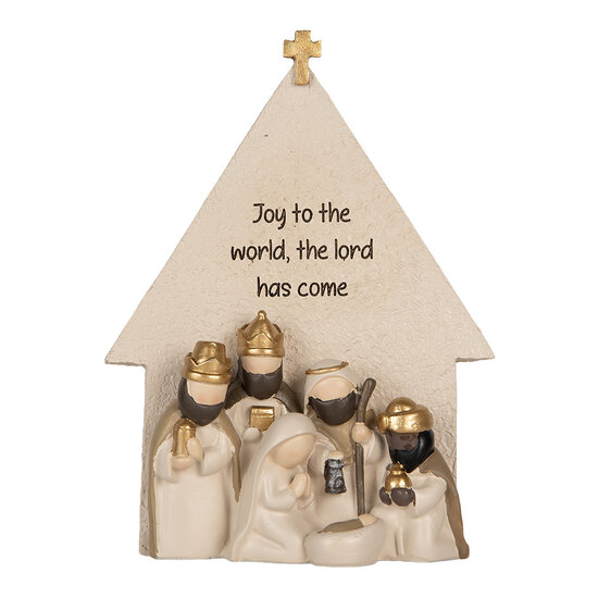 Clayre &amp; Eef | Kerstdecoratie Kerstgroep Beige Goudkleurig 16x6x21 cm | 6PR5904