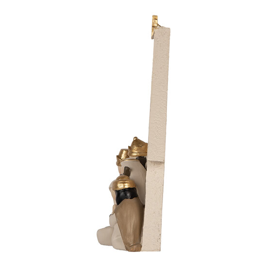 Clayre &amp; Eef | Kerstdecoratie Kerstgroep Beige Goudkleurig 16x6x21 cm | 6PR5904
