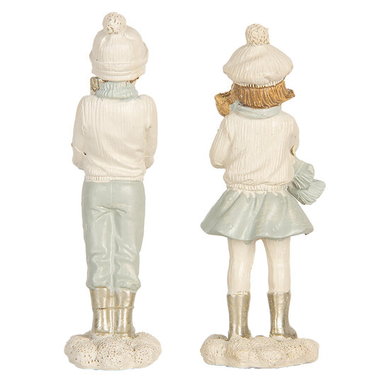 Clayre &amp; Eef | Kerstdecoratie Kinderen set van 2 Wit Groen 5x4x11 cm | 6PR5917