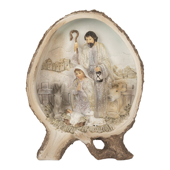 Clayre &amp; Eef | Kerstdecoratie Kerstgroep Beige Bruin 14x5x19 cm | 6PR5918