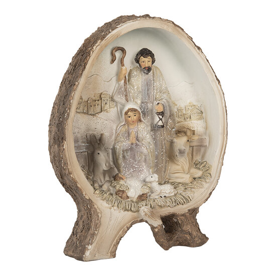 Clayre &amp; Eef | Kerstdecoratie Kerstgroep Beige Bruin 14x5x19 cm | 6PR5918