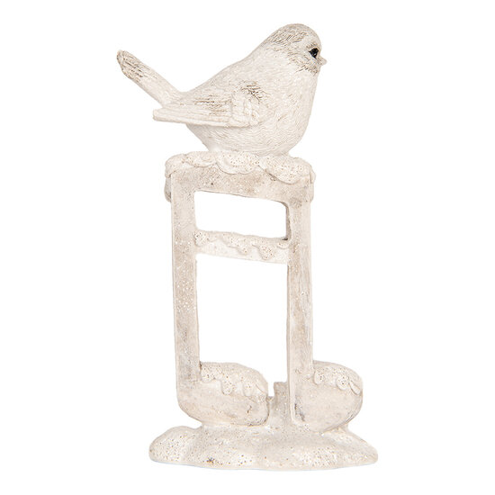 Clayre &amp; Eef | Decoratie Vogel Beige Wit 8x4x13 cm | 6PR5927