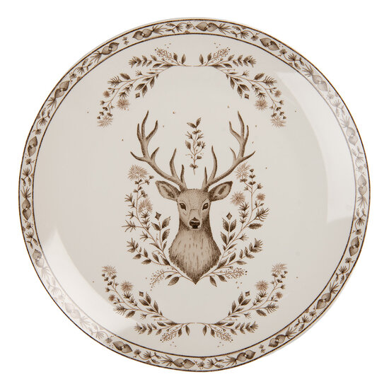 Clayre &amp; Eef | Servies Dinerbord Beige Bruin &oslash; 26x2 cm | GTWFP