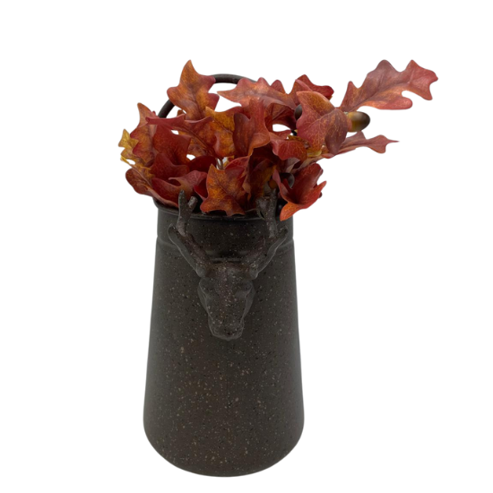 Decoratie vaas emmer hert ijzer met handvat bruin 37x16cm | 823743 | Home Sweet Home | Stoer &amp; Sober Woonstijl