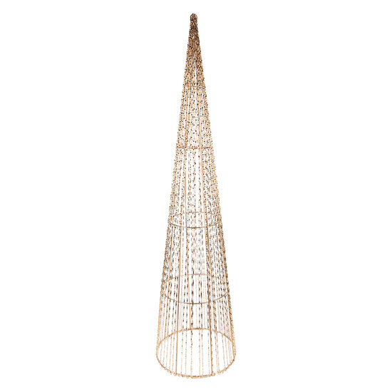 Clayre &amp; Eef | Decoratie kegel met LED (set van 3) Goudkleurig &oslash; 20x80/16x60/11x40 cm / 7xAA | 50828