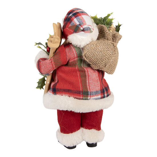 Clayre &amp; Eef | Kerstdecoratie Kerstman Rood Wit 16x13x27 cm | 66356