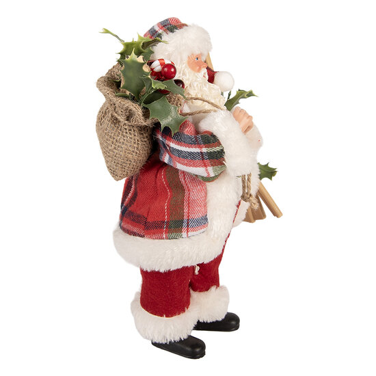 Clayre &amp; Eef | Kerstdecoratie Kerstman Rood Wit 16x13x27 cm | 66356