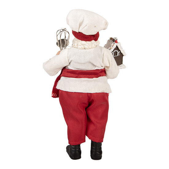 Clayre &amp; Eef | Kerstdecoratie Kerstman Rood Wit 16x9x26 cm | 66358
