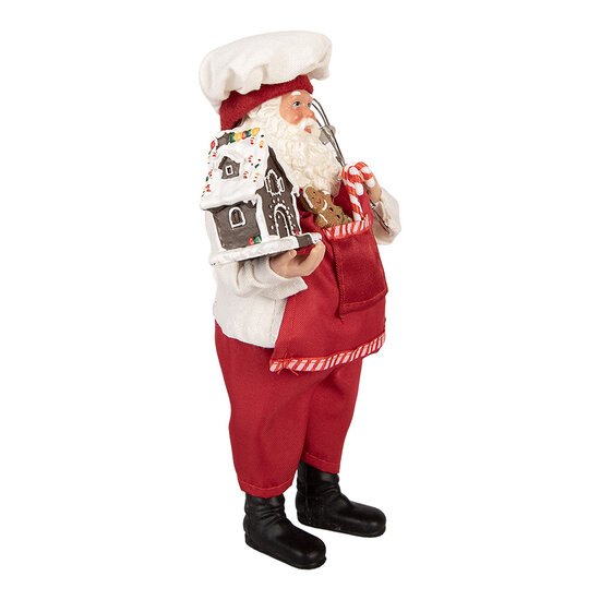 Clayre &amp; Eef | Kerstdecoratie Kerstman Rood Wit 16x9x26 cm | 66358