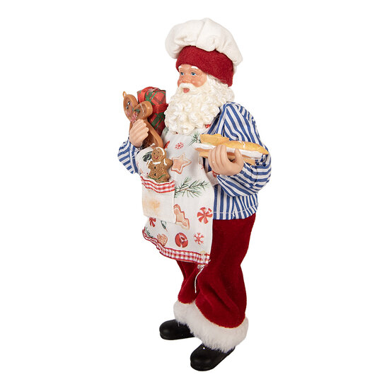 Clayre &amp; Eef | Kerstdecoratie Kerstman Rood Wit 15x10x26 cm | 66359