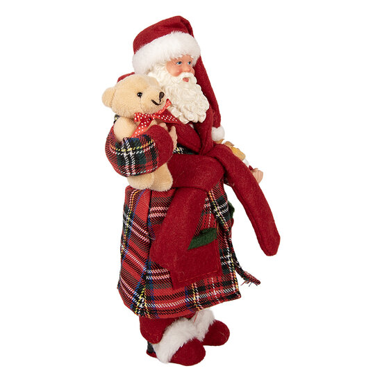 Clayre &amp; Eef | Kerstdecoratie Kerstman Rood Groen 16x11x28 cm | 66362