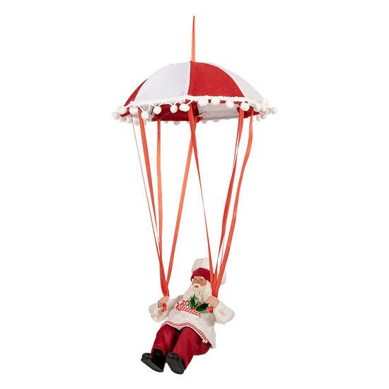 Clayre &amp; Eef | Kerstdecoratie Kerstman Rood Wit 25x25x55 cm | 66363