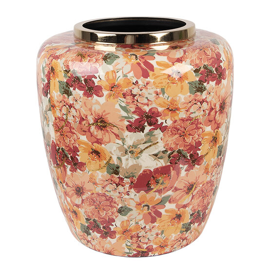 Clayre &amp; Eef | Decoratie Vaas Beige Oranje &oslash; 33x36 cm | 66378