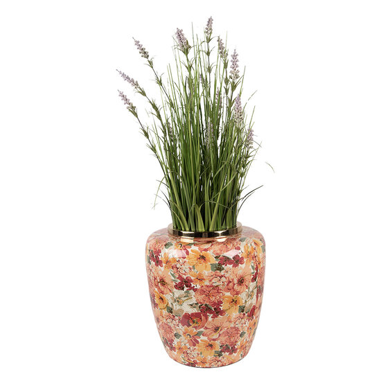 Clayre &amp; Eef | Decoratie Vaas Beige Oranje &oslash; 33x36 cm | 66378