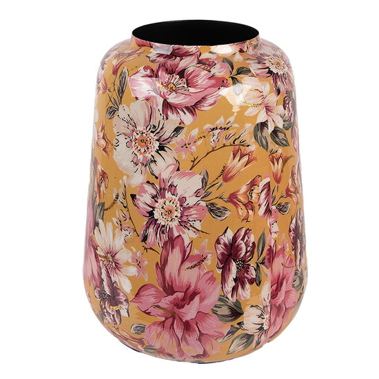 Clayre &amp; Eef | Decoratie Vaas Geel Roze &oslash; 27x34 cm | 66383