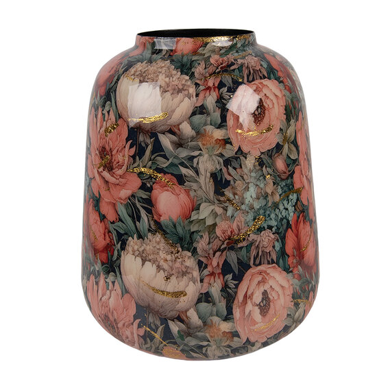 Clayre &amp; Eef | Decoratie Vaas Roze Groen &oslash; 21x25 cm | 66384