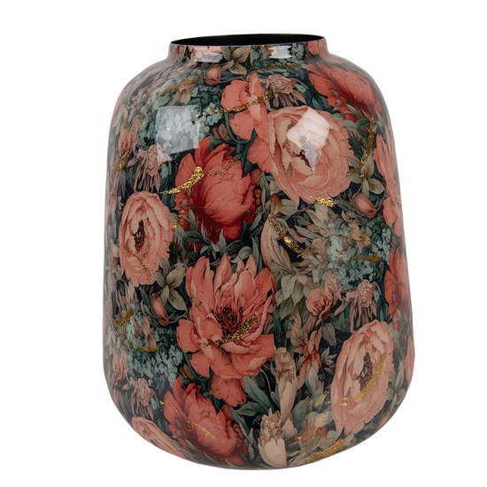 Clayre &amp; Eef | Decoratie Vaas Roze Groen &oslash; 21x25 cm | 66384