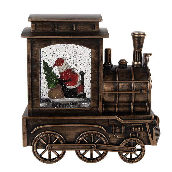 Clayre &amp; Eef | Kerstdecoratie Locomotief met Kerstman Bruin 20x9x21 cm / 3xAA | 66413