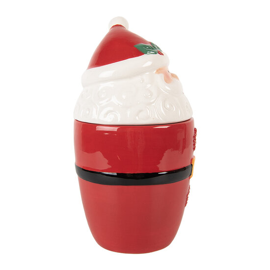 Clayre &amp; Eef | Mok met deksel en lepel Rood Wit 13x9x17 cm / 300 ml | 6CEMU0218