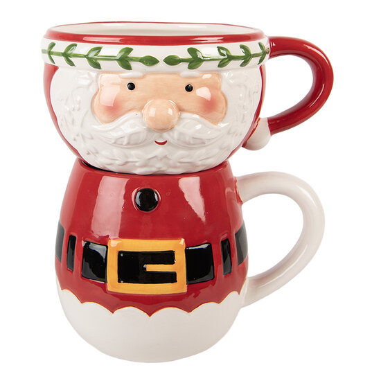 Clayre &amp; Eef | Mok Rood Wit 15x12x17 cm / 400 ml / 500 ml | 6CEMU0223