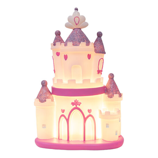 Clayre &amp; Eef | Nachtlampje kasteel LED Roze Paars 23x16x35 cm | 6LMP803