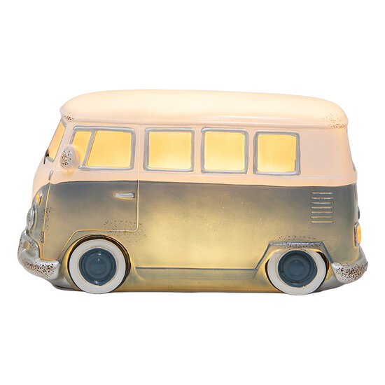 Clayre & Eef | Nachtlampje Autobus LED Blauw Wit 28x13x13 cm | 6LMP811