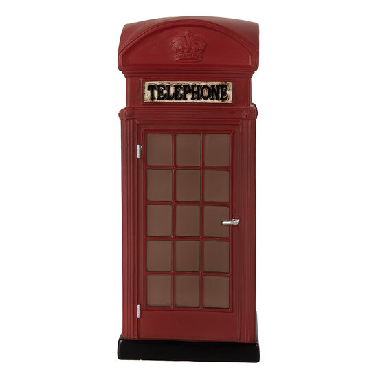 Clayre & Eef | Nachtlampje Telefooncel LED Rood Bruin 10x10x23 cm | 6LMP813
