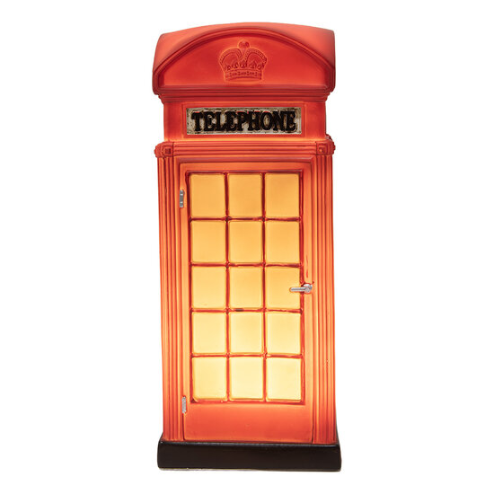 Clayre & Eef | Nachtlampje Telefooncel LED Rood Bruin 10x10x23 cm | 6LMP813