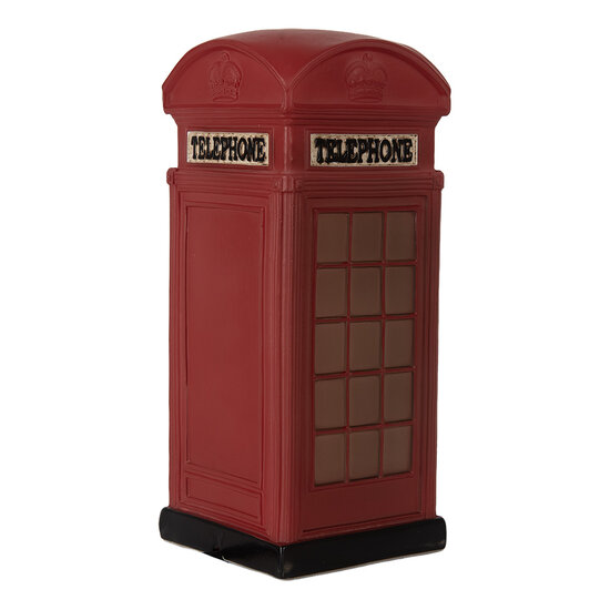Clayre & Eef | Nachtlampje Telefooncel LED Rood Bruin 10x10x23 cm | 6LMP813