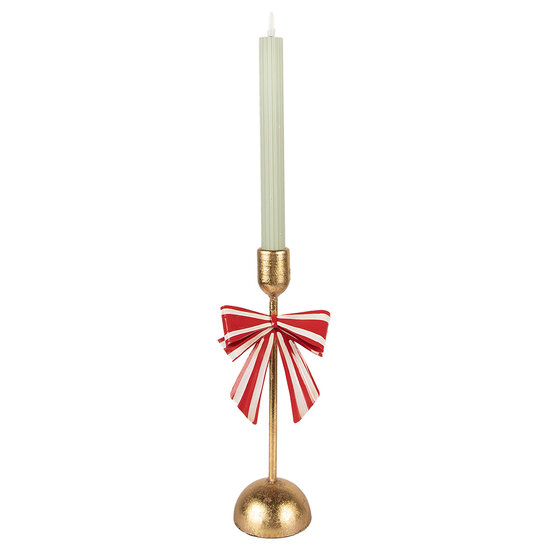 Clayre &amp; Eef | Kandelaar Goudkleurig Rood 11x9x28 cm | 6Y5941