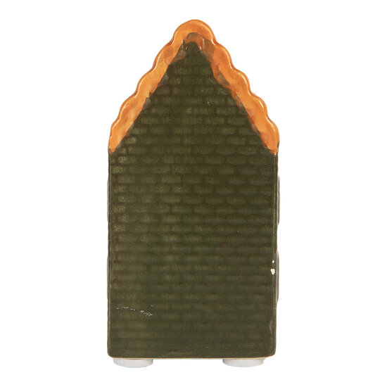 Clayre &amp; Eef | Decoratie Huisje met LED Groen Oranje 4x4x8 cm | 6CE2300