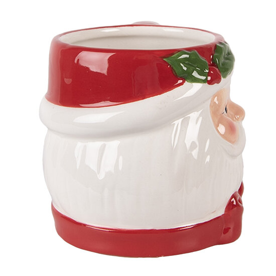 Clayre &amp; Eef | Mok Wit Rood 13x10x9 cm / 300 ml | 6CEMU0211
