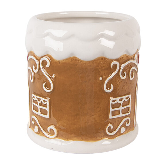 Clayre &amp; Eef | Mok Bruin Wit 14x10x10 cm / 350 ml | 6CEMU0215
