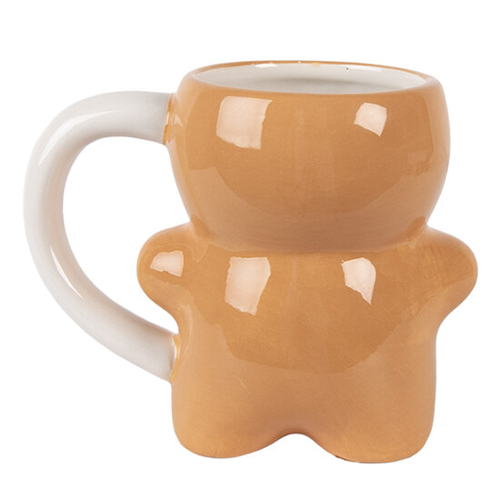 Clayre &amp; Eef | Mok Bruin Wit 14x8x11 cm / 300 ml | 6CEMU0222