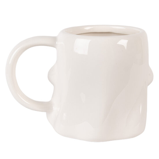 Clayre &amp; Eef | Mok Wit Zwart 14x9x10 cm / 350 ml | 6CEMU0224