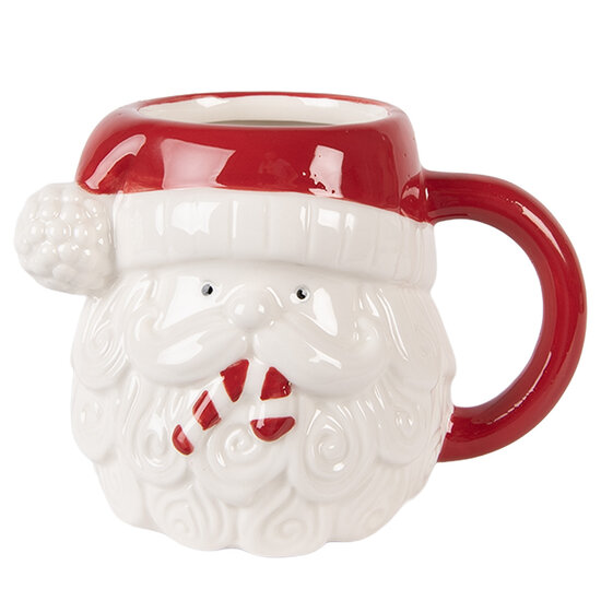 Clayre &amp; Eef | Mok Wit Rood 15x11x11 cm / 500 ml | 6CEMU0227