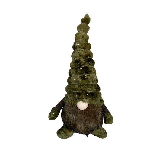 Gnoom kabouter groen goud sterren Polyester fluweel 45 cm | 7123084-2Green | Zittend | Hendriks Deco