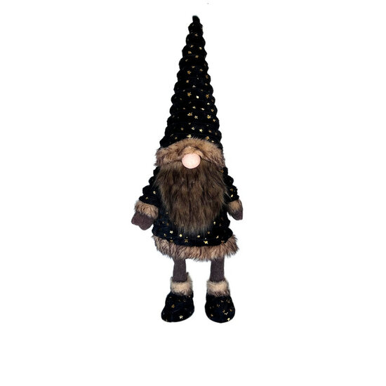 Gnoom bewegend zwart goud sterren Polyester fluweel 90 cm | 7123083-1Black | Staand | Hendriks Deco