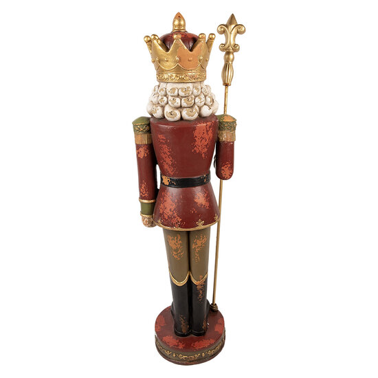 Clayre & Eef | Kerstdecoratie Notenkraker Rood Goudkleurig 35x30x135 cm | 5MG0081