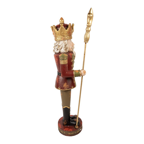 Clayre & Eef | Kerstdecoratie Notenkraker Rood Goudkleurig 35x30x135 cm | 5MG0081